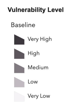 Legend: Baseline Vulnerability Level Darkest Grey - Very High Dark Grey - High Grey - Medium Light Grey - Low Lightest Grey - Very Low